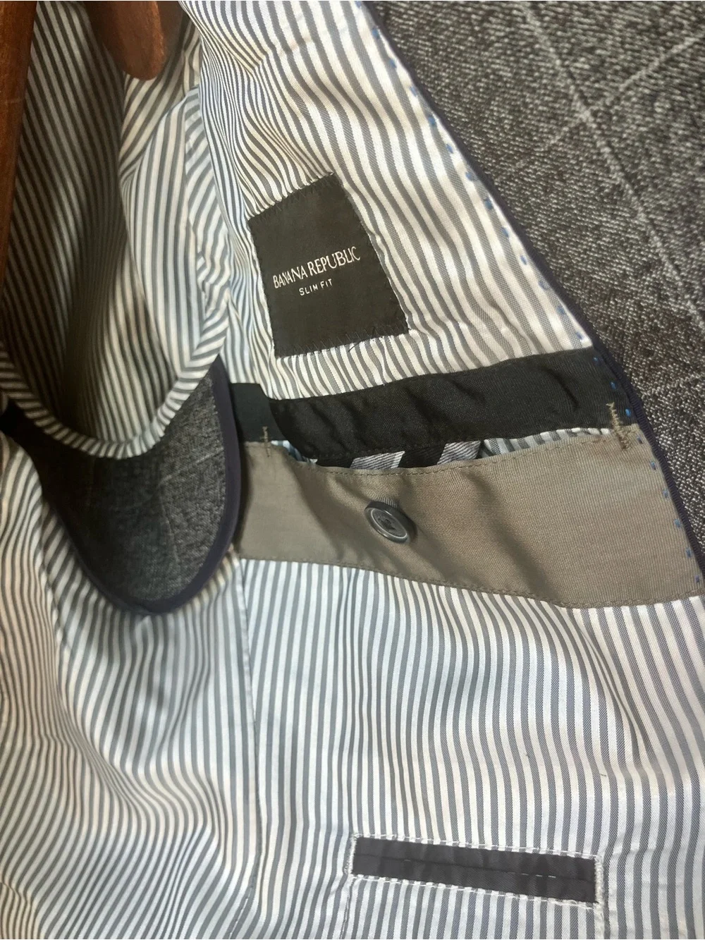 Banana Republic Gray Windowpane Italian Wool Suit